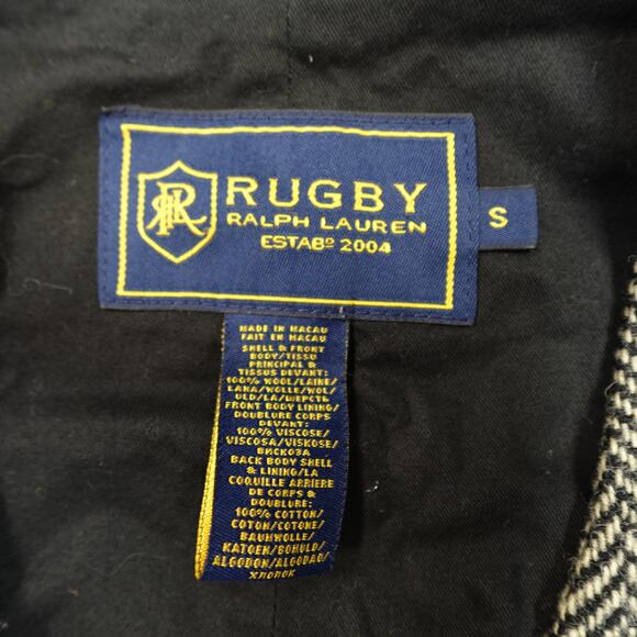 Vintage Vest Mens Small Tweed Wool Herringbone Waistcoat Black - Picture 2 of 13